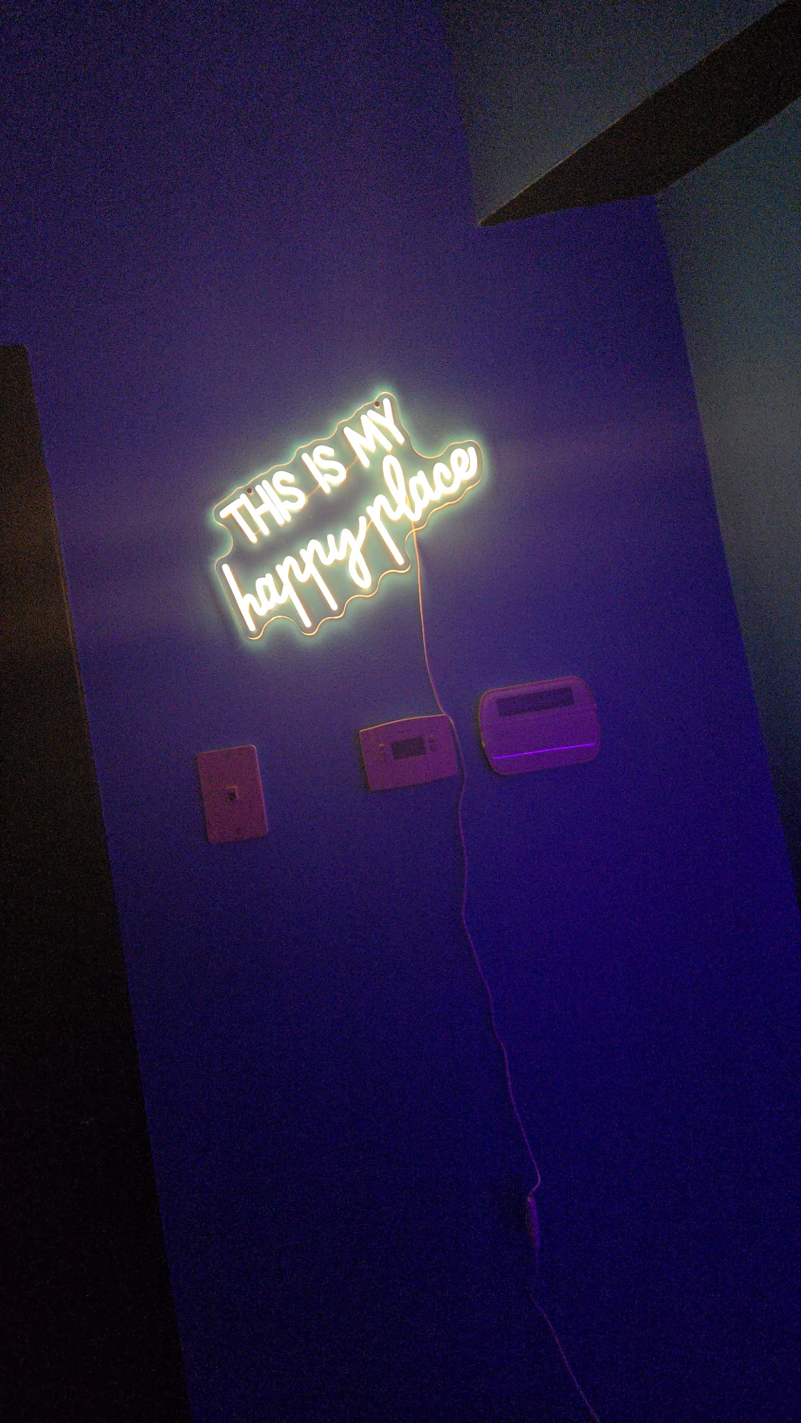 "This is my happy place" neon sign at Free Flow Fitness